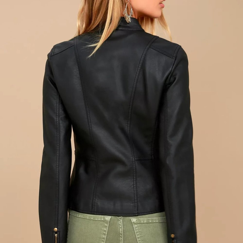 Vegan Leather Moto Jacket - Picture 11 of 12